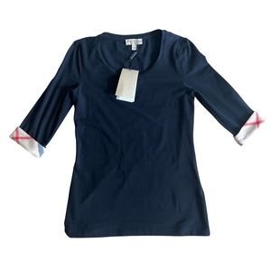NWT Burberry Shirt Black Check Sleeves XS